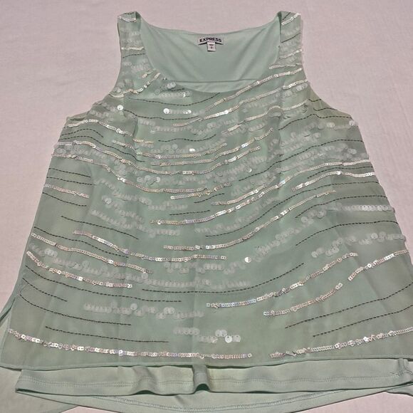 Express sequin lined tank top chiffon type - Picture 1 of 11